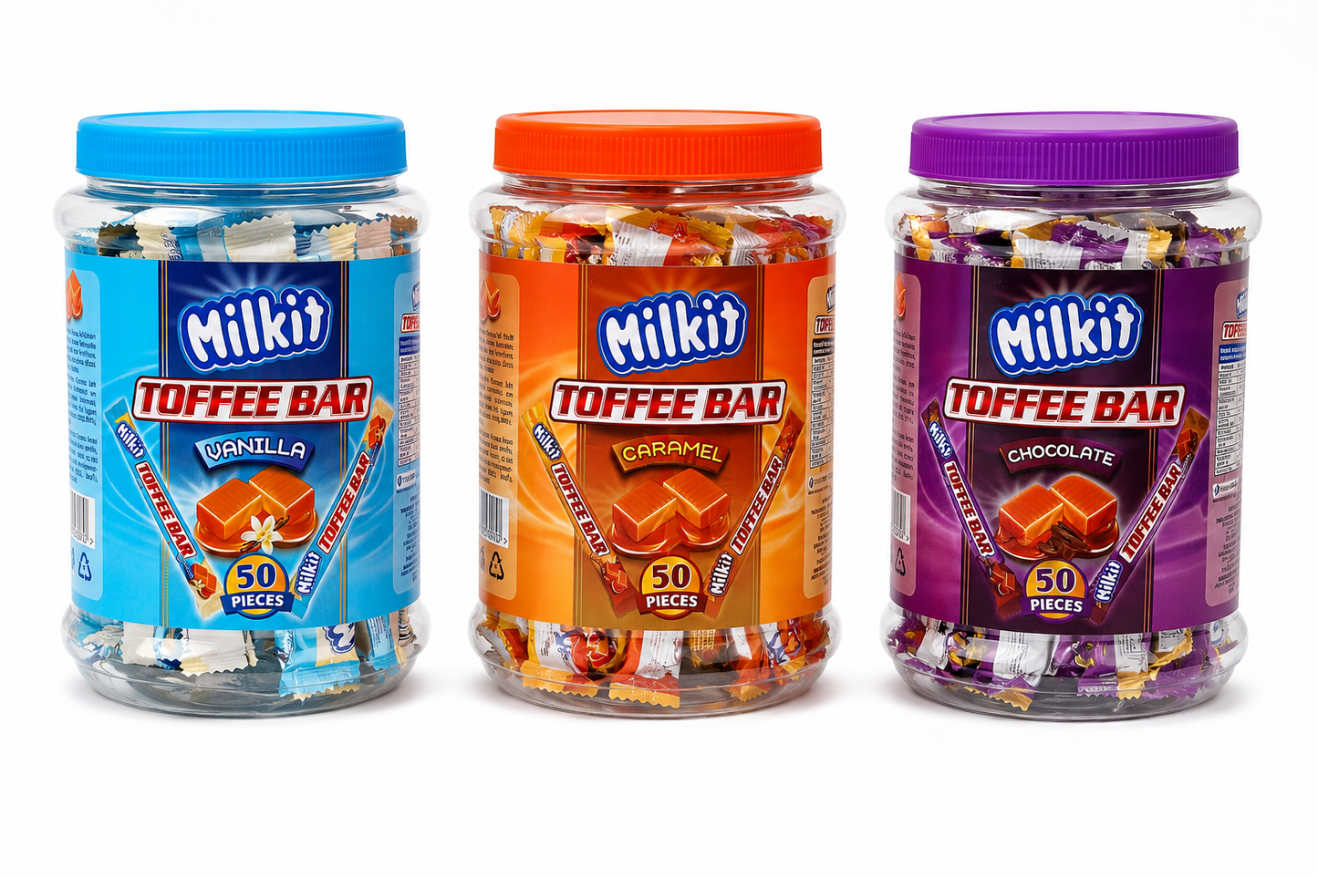 Milkit Toffee Bars (50 Pack) – Vanilla, Caramel, Chocolate Flavours