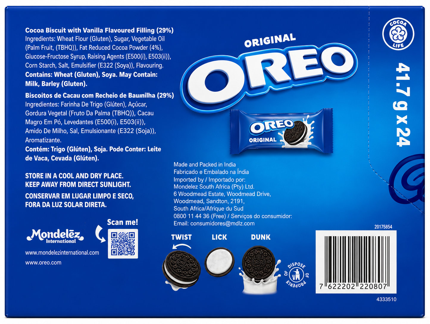 OREO Original Chocolate Sandwich Cookies with Vanilla Creme Filling, 24 Individually Wrapped Snack Packs