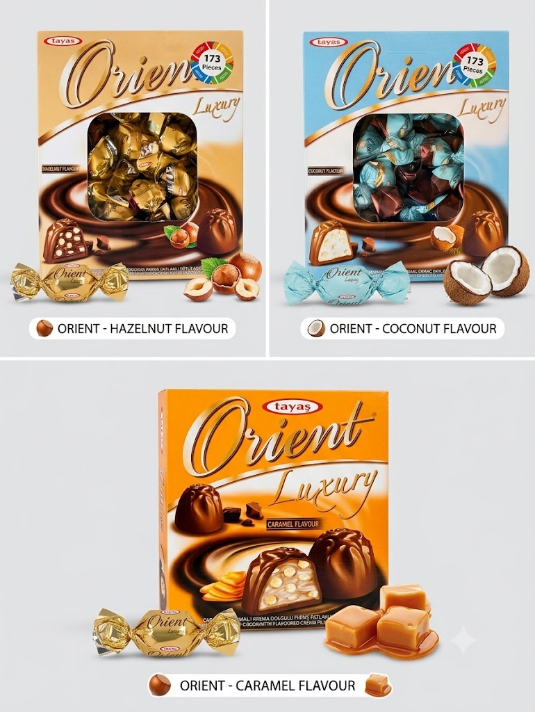 Tayaş Orient Luxury Caramel Chocolate Gift Box – 173 Pieces | Crispy Rice & Caramel Filled Chocolates