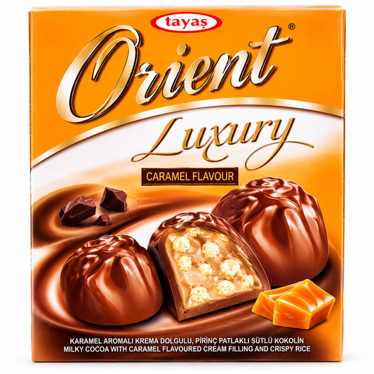 Tayaş Orient Luxury Caramel Chocolate Gift Box – 173 Pieces | Crispy Rice & Caramel Filled Chocolates