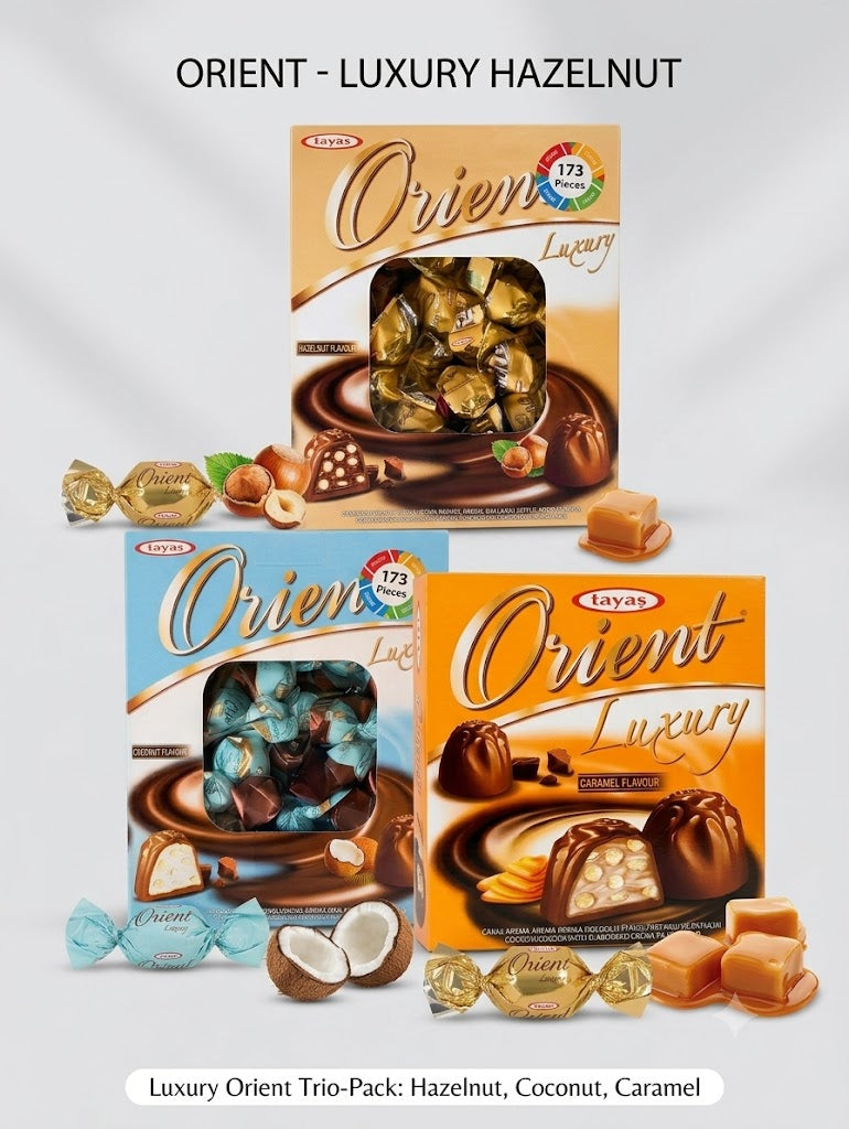 Tayaş Orient Luxury Caramel Chocolate Gift Box – 173 Pieces | Crispy Rice & Caramel Filled Chocolates