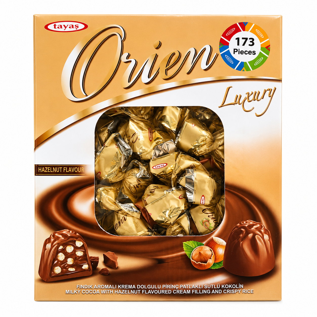 Tayaş Orient Luxury Caramel Chocolate Gift Box – 173 Pieces | Crispy Rice & Caramel Filled Chocolates