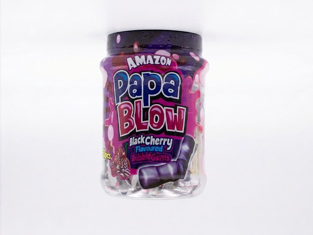 Amazon Popa Blow Black Cherry Flavoured Bubble Gum Jar – 50 Pieces | Chewy Bubble Gum Candy